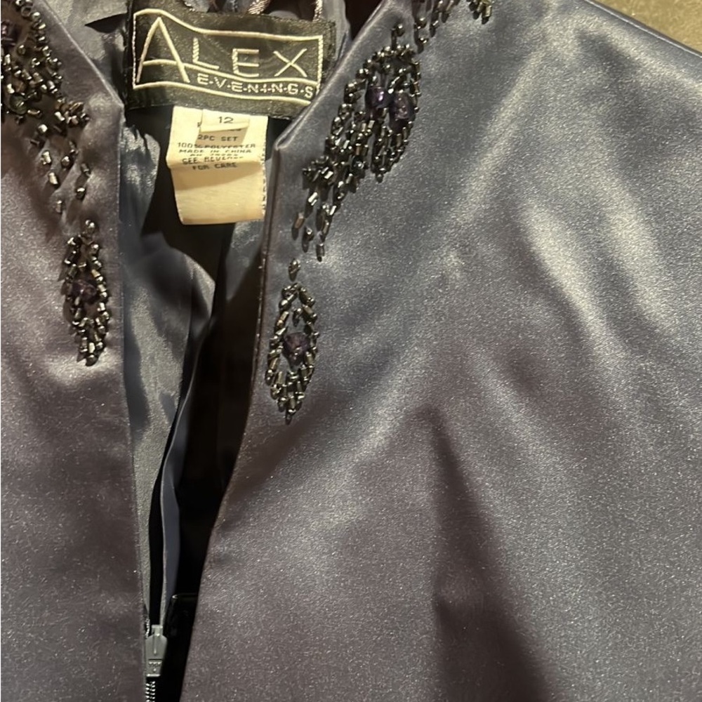Nwt Alex Evenings Ruffled Navy Gown With Jacket — image 6 of 8
